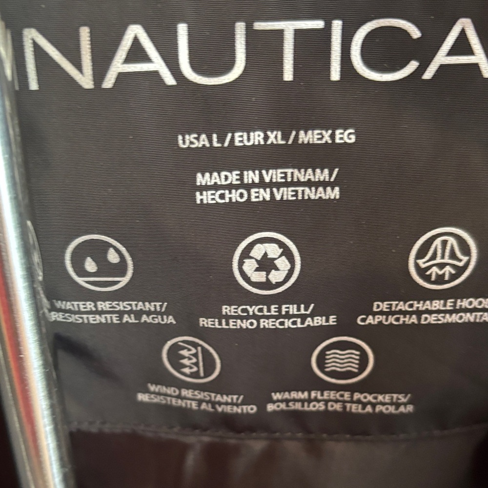 Nautica Women's Black Puffer Jacket with Faux Fur Hood large - Picture 7 of 15